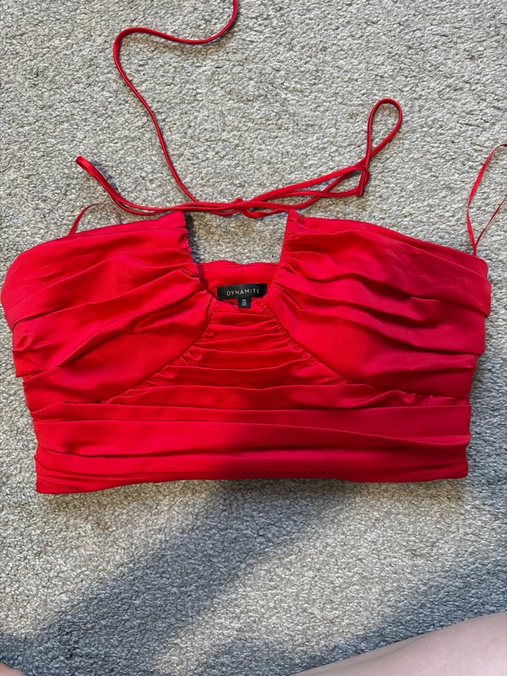 Dynamite Bright Red Ruched Halter Crop Camisole